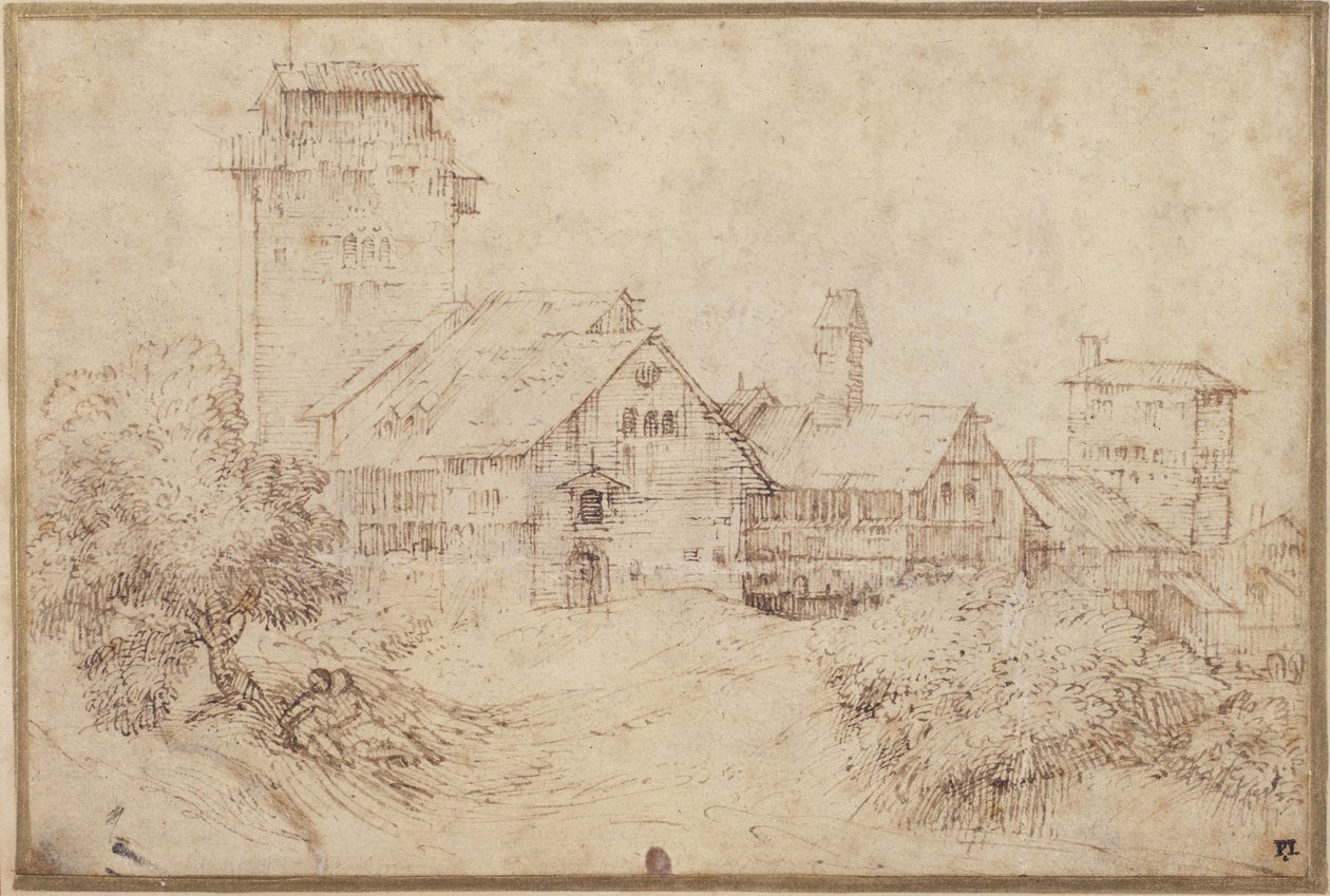 Landschaft mit Gebäuden und Liebenden, nach Tizian von Rembrandt Harmensz. van Rijn