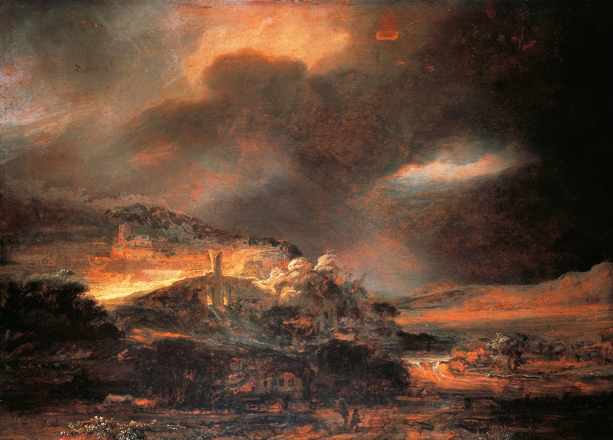 Stürmische Landschaft, ca. 1637/38 von Rembrandt Harmensz. van Rijn