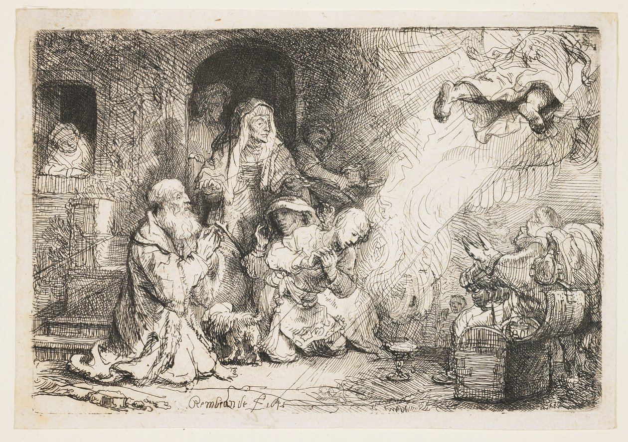 Der Engel verlässt die Familie des Tobias von Rembrandt van Rijn