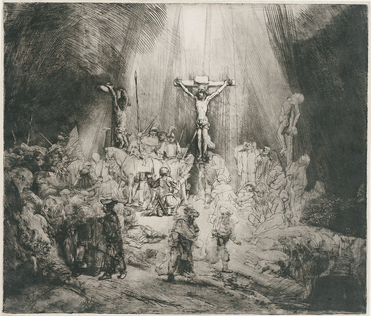 Die drei Kreuze, um 1653 (Radierung) von Rembrandt Harmensz. van Rijn