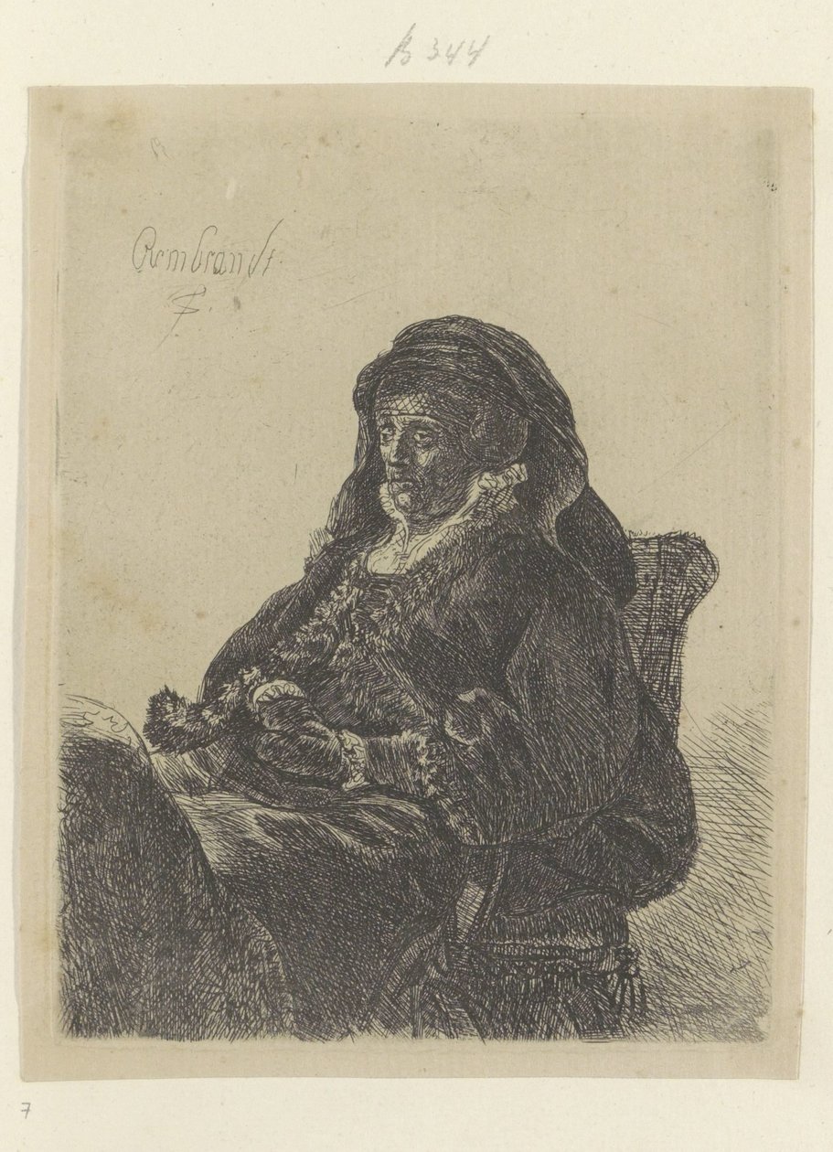 Rembrandts Mutter als Witwe mit schwarzen Handschuhen von Rembrandt van Rijn (school of)