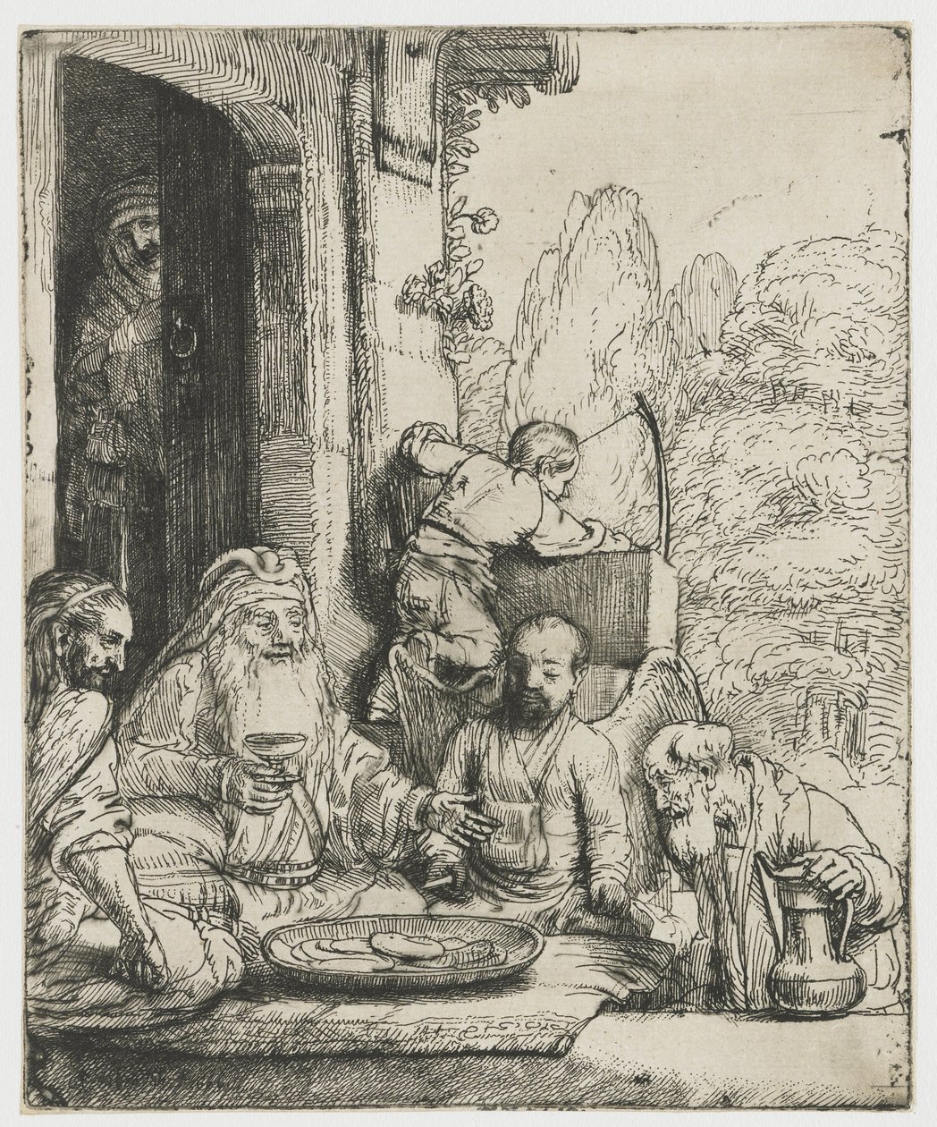 Abraham bewirtet die Engel von Rembrandt van Rijn