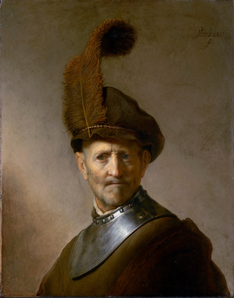 Ein alter Mann in Militäruniform (ehemals als Porträt von Rembrandts Vater bezeichnet), ca. 1630 von Rembrandt van Rijn