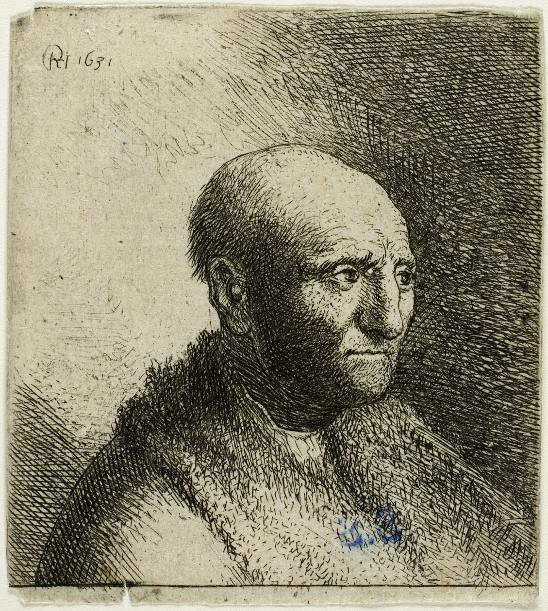 Glatzkopf in einem Pelzmantel: Büste von Rembrandt van Rijn