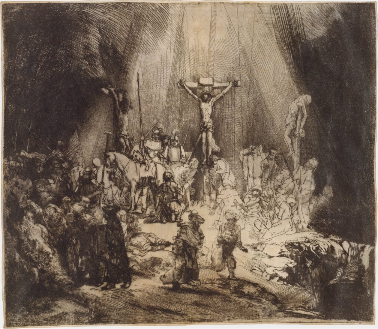 Christus gekreuzigt zwischen den beiden Dieben: Die drei Kreuze, 1653 von Rembrandt van Rijn