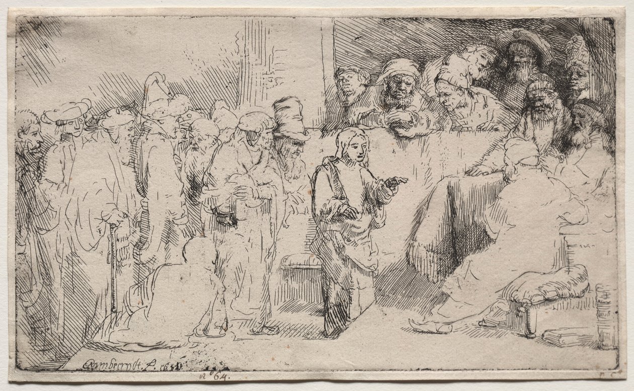 Christus im Disput mit den Doktoren: Eine Skizze, 1652 von Rembrandt van Rijn