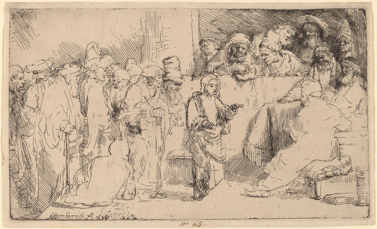 Christus im Disput mit den Doktoren: eine Skizze von Rembrandt van Rijn