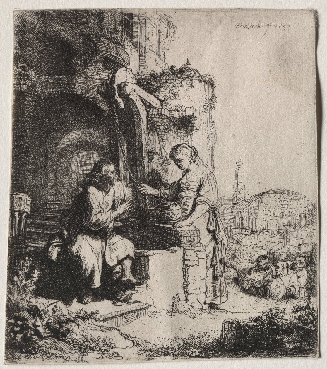Christus und die Frau von Samaria unter Ruinen, 1634 von Rembrandt van Rijn