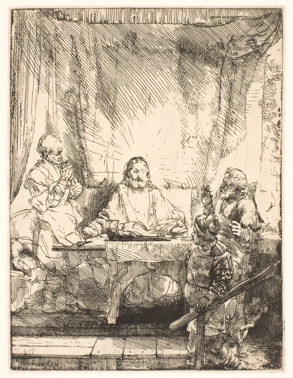 Christus in Emmaus: die größere Platte von Rembrandt van Rijn