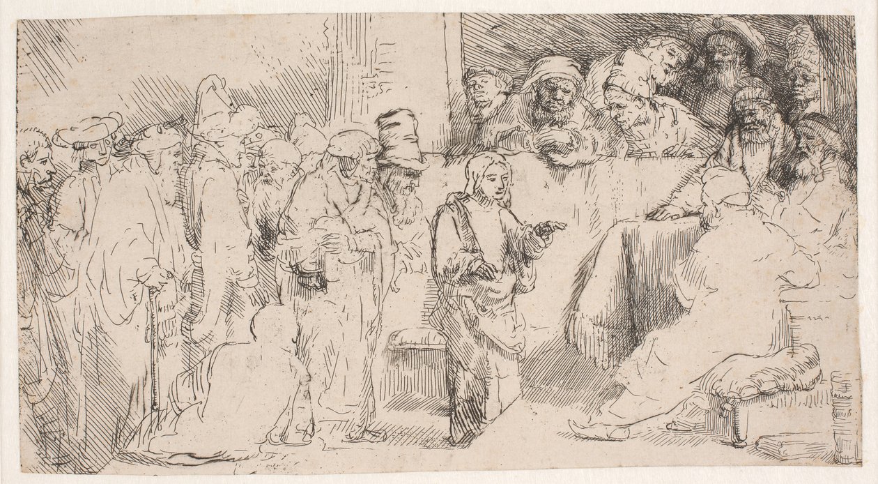 Christus im Streitgespräch mit den Gelehrten: eine Skizze von Rembrandt van Rijn
