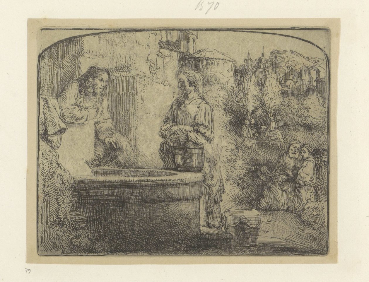 Christus und die Samariterin (Recueil de quatre-vingt-cinq estampes originales) von Rembrandt van Rijn