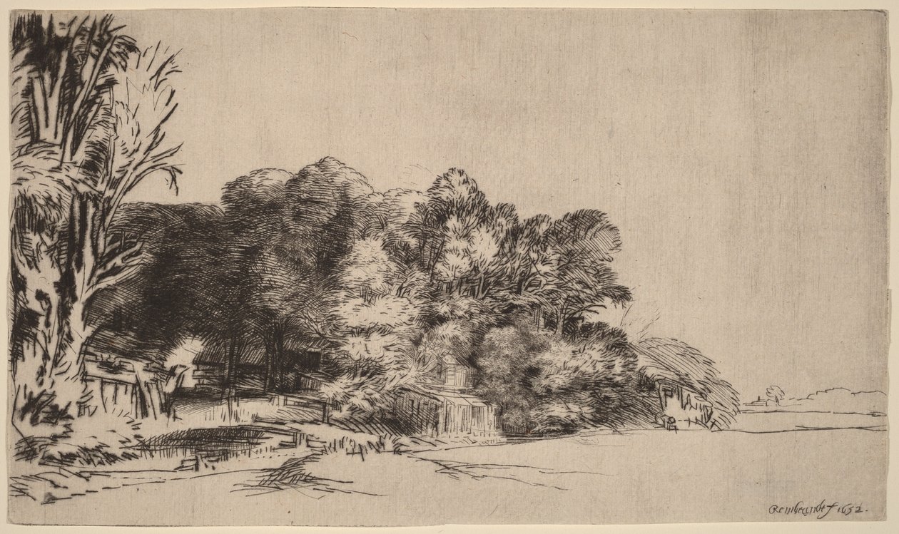 Baumgruppe mit Aussicht von Rembrandt van Rijn