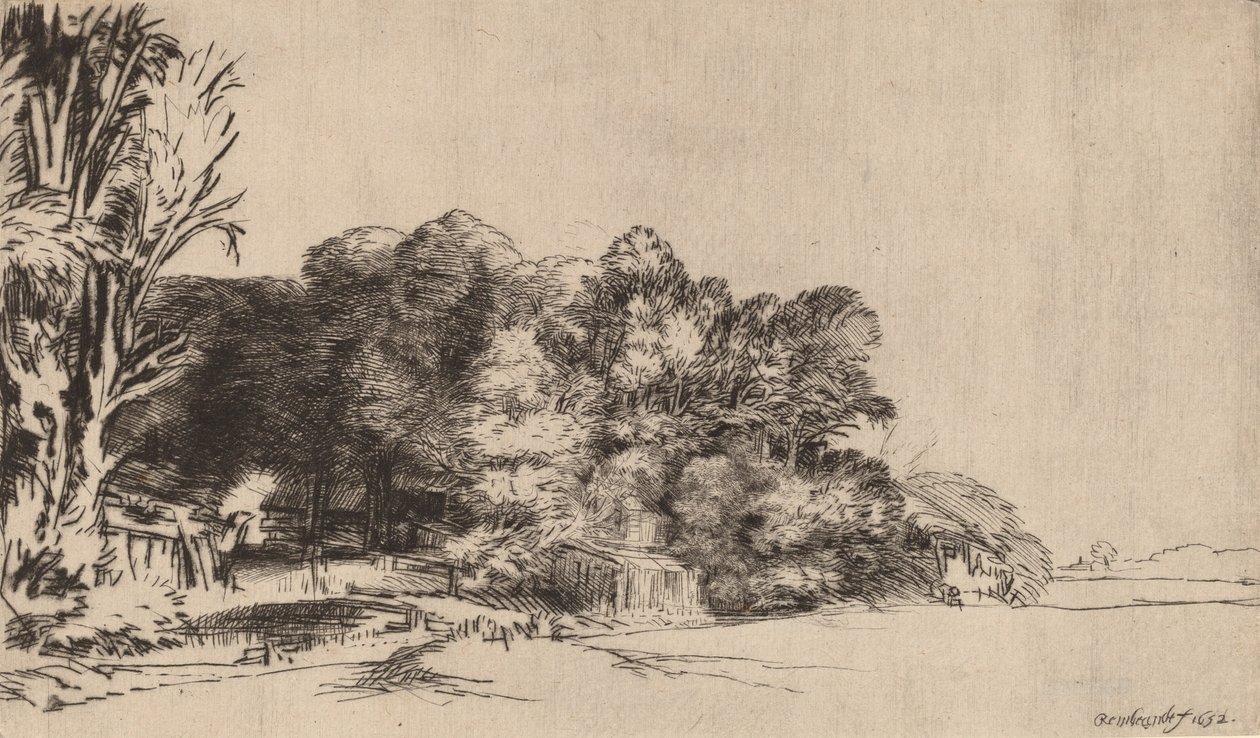 Baumgruppe mit Aussicht von Rembrandt van Rijn