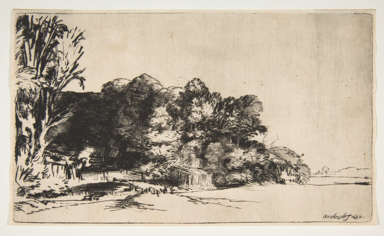 Baumgruppe mit Aussicht (1652) von Rembrandt van Rijn