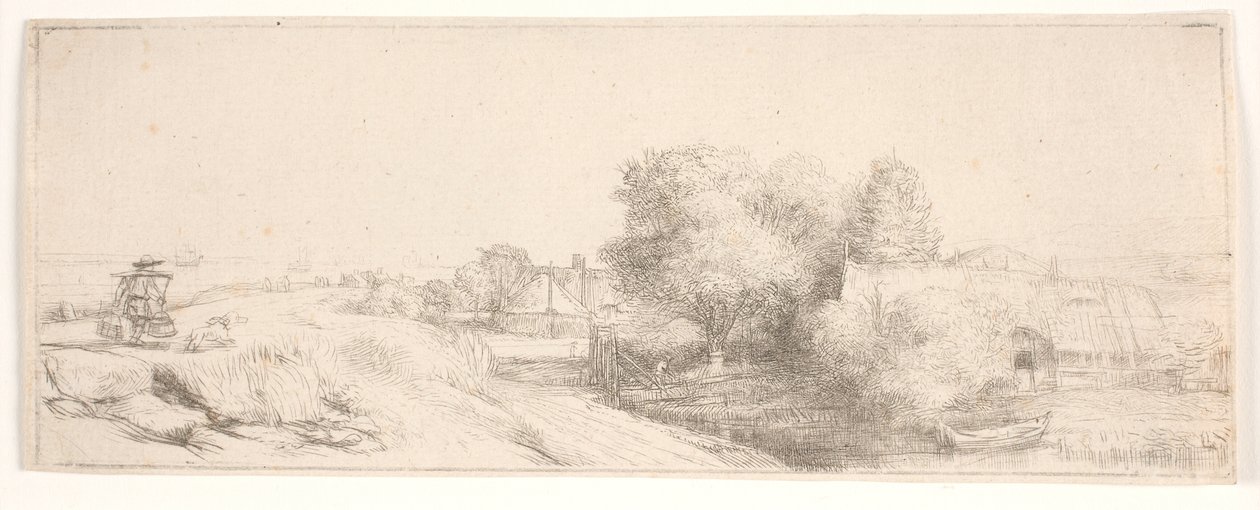 Gegenprobe von "Landschaft mit einem Milchmann" von Rembrandt van Rijn