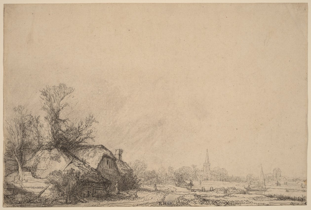 Hütte an einem Kanal von Rembrandt van Rijn