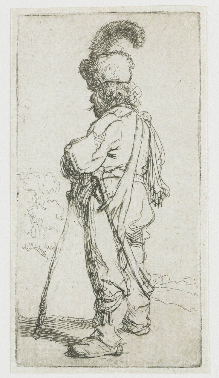 Ein Pole mit einem Stock von Rembrandt van Rijn