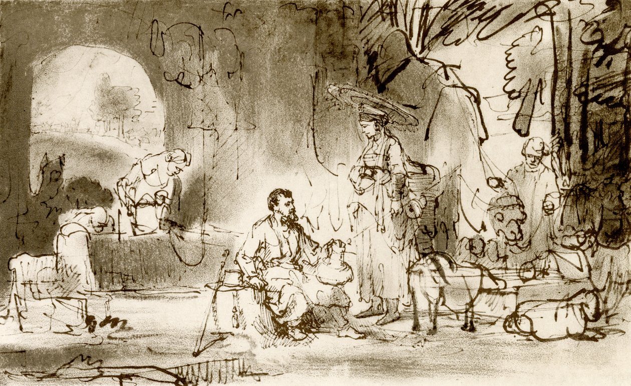 Eliezer und Rebekka am Brunnen von Rembrandt van Rijn