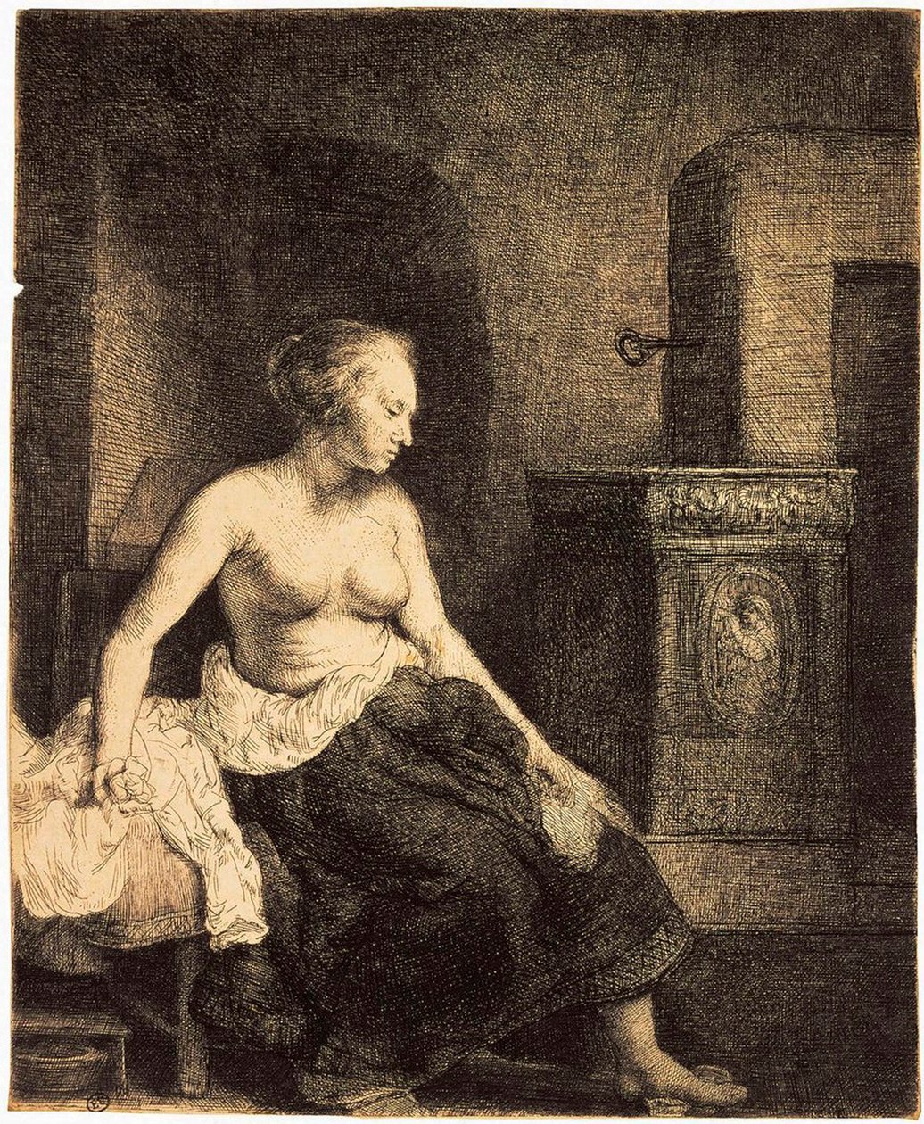 Halbnackte Frau am Herd, 1658 von Rembrandt van Rijn