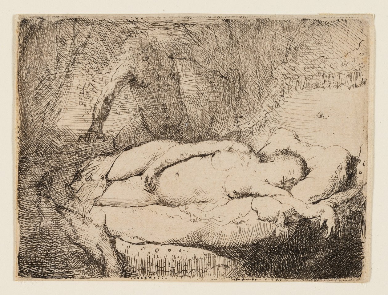 Jupiter und Antiope: Kleinere Platte von Rembrandt van Rijn