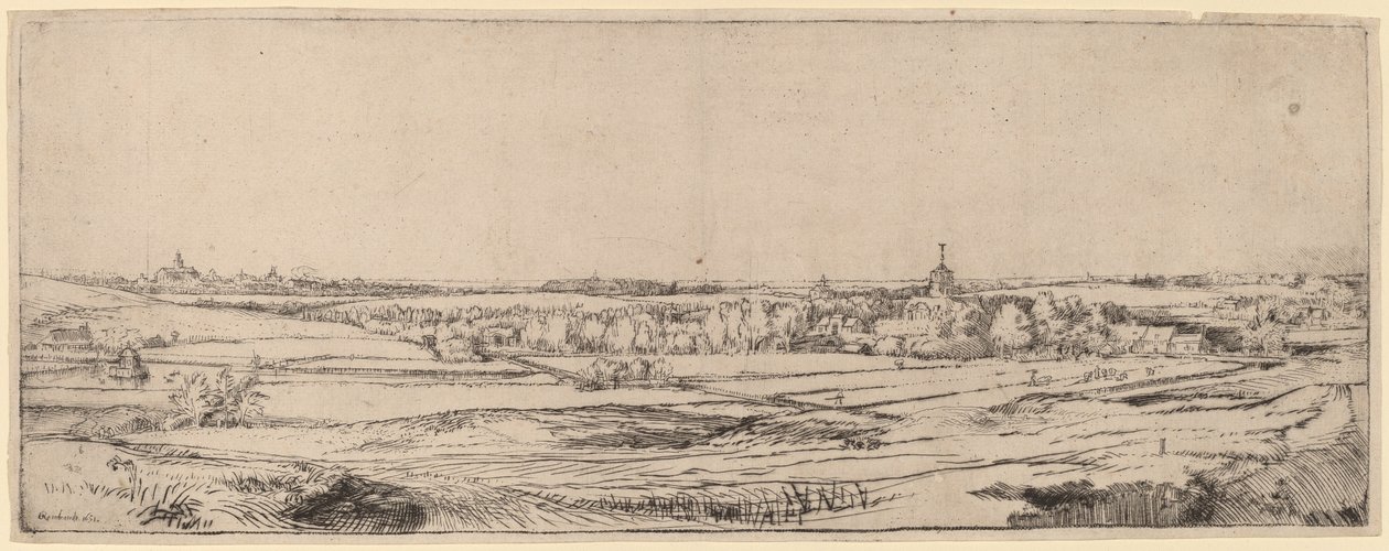 Landschaft mit Blick auf Haarlem (Das Goldwägerfeld) von Rembrandt van Rijn