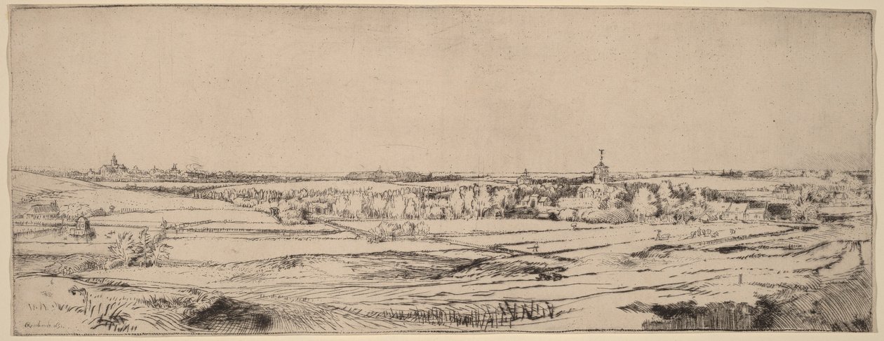 Landschaft mit Blick auf Haarlem (Das Goldwägerfeld) von Rembrandt van Rijn