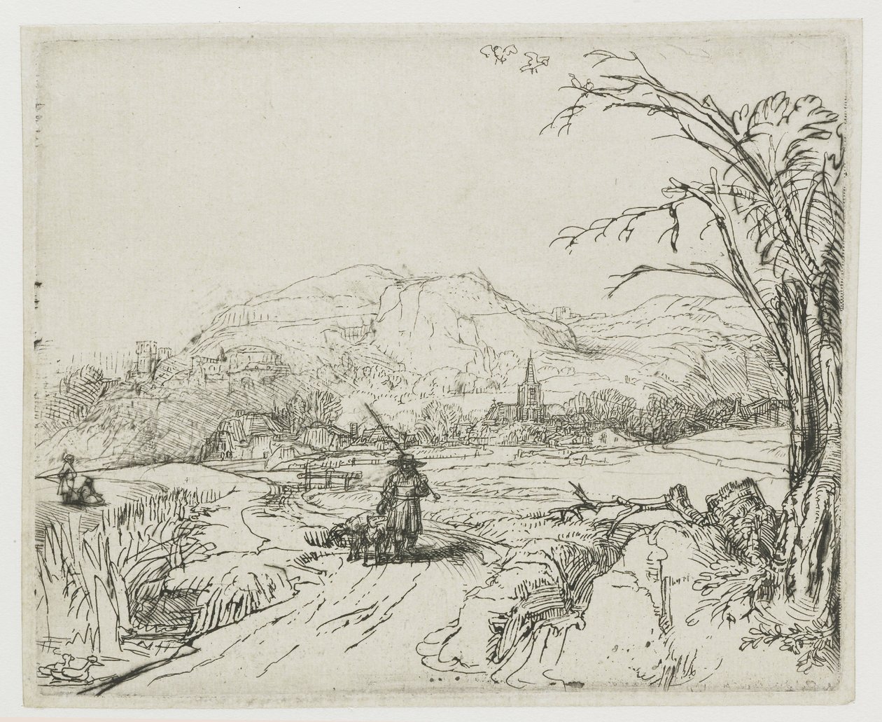 Landschaft mit Schäfer und Hunden (