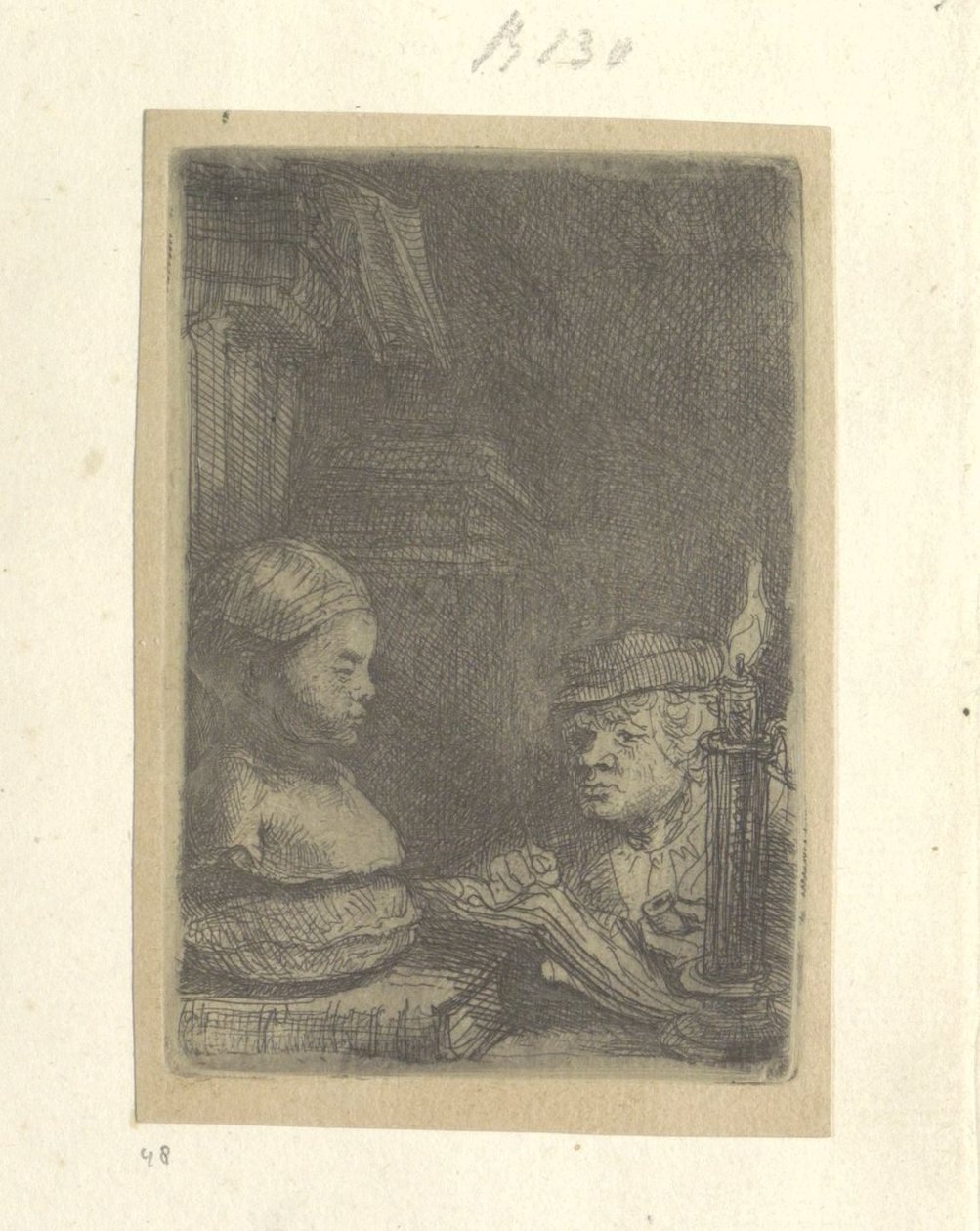 Mann, der nach einem Gipsmodell zeichnet von Rembrandt van Rijn