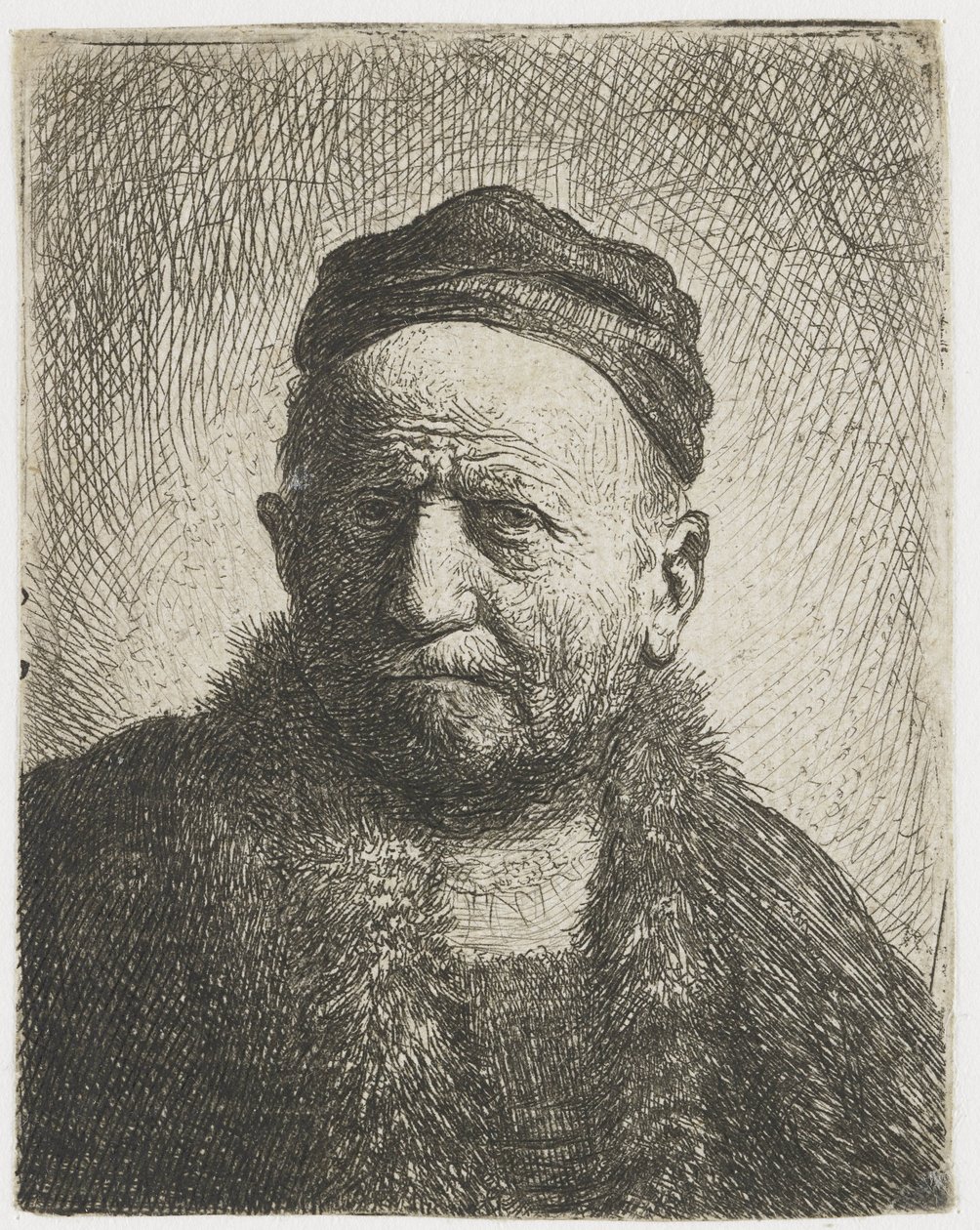 Mann mit enger Mütze: Büste (der Vater des Künstlers?) von Rembrandt van Rijn