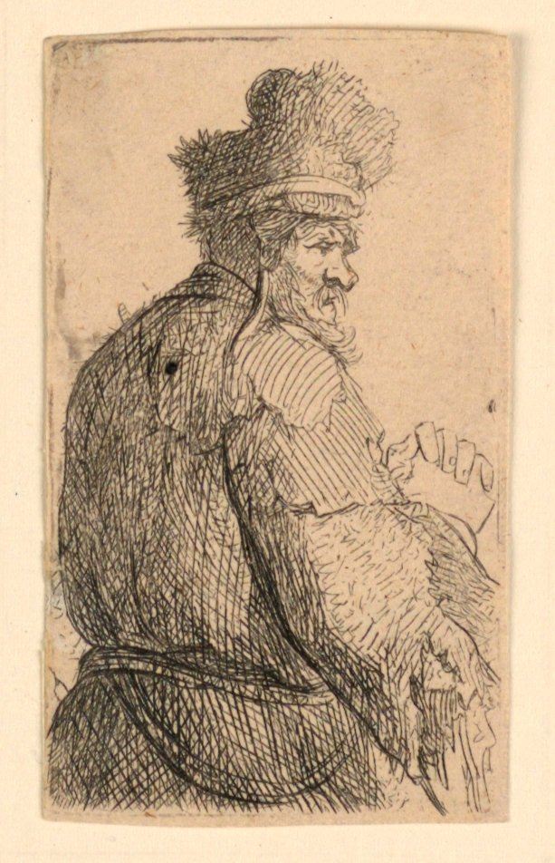 Alter Mann von hinten gesehen, Profil nach rechts: Halbfigur von Rembrandt van Rijn