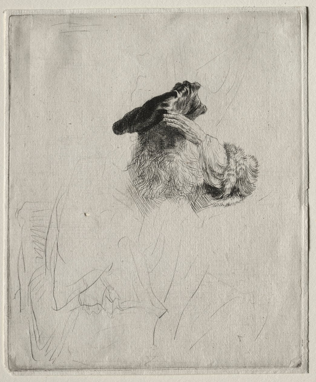 Alter Mann, der seine Augen mit der Hand abschirmt, um 1639 von Rembrandt van Rijn