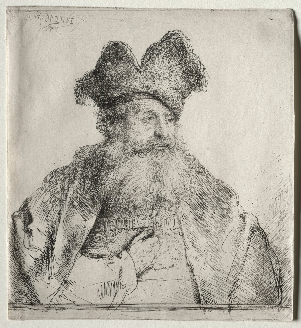 Alter Mann mit geteilter Pelzmütze, 1640 von Rembrandt van Rijn