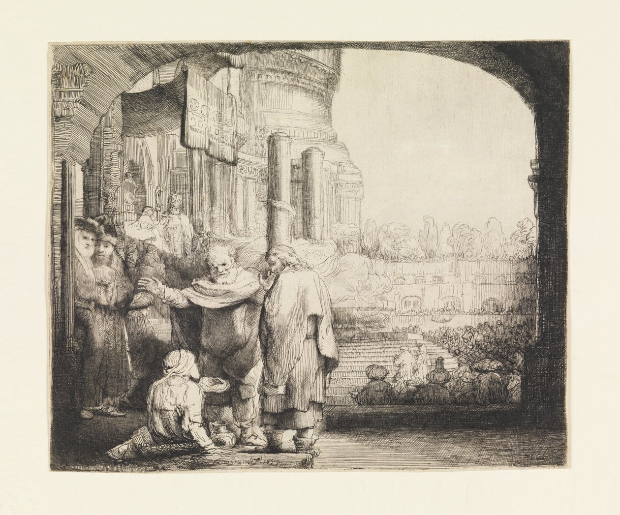 Petrus und Johannes heilen den Lahmen am Tempeltor von Rembrandt van Rijn