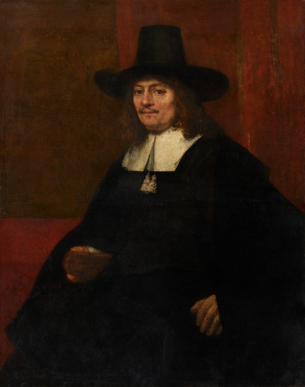 Porträt eines Mannes mit hohem Hut von Rembrandt van Rijn