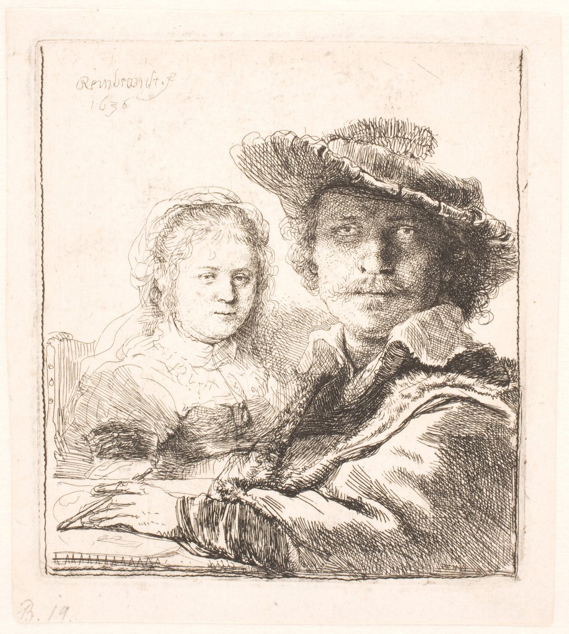 Rembrandt und seine Frau Saskia: Büsten von Rembrandt van Rijn