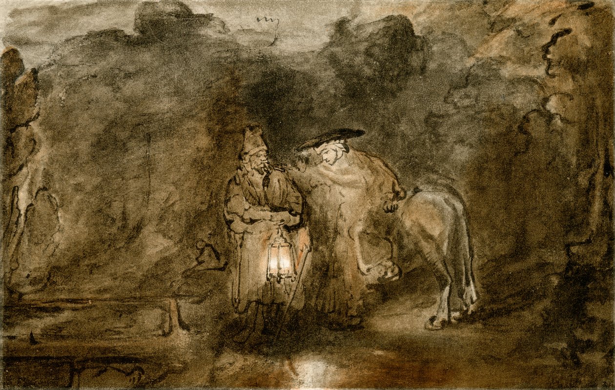 Ruhe auf der Flucht nach Ägypten von Rembrandt van Rijn