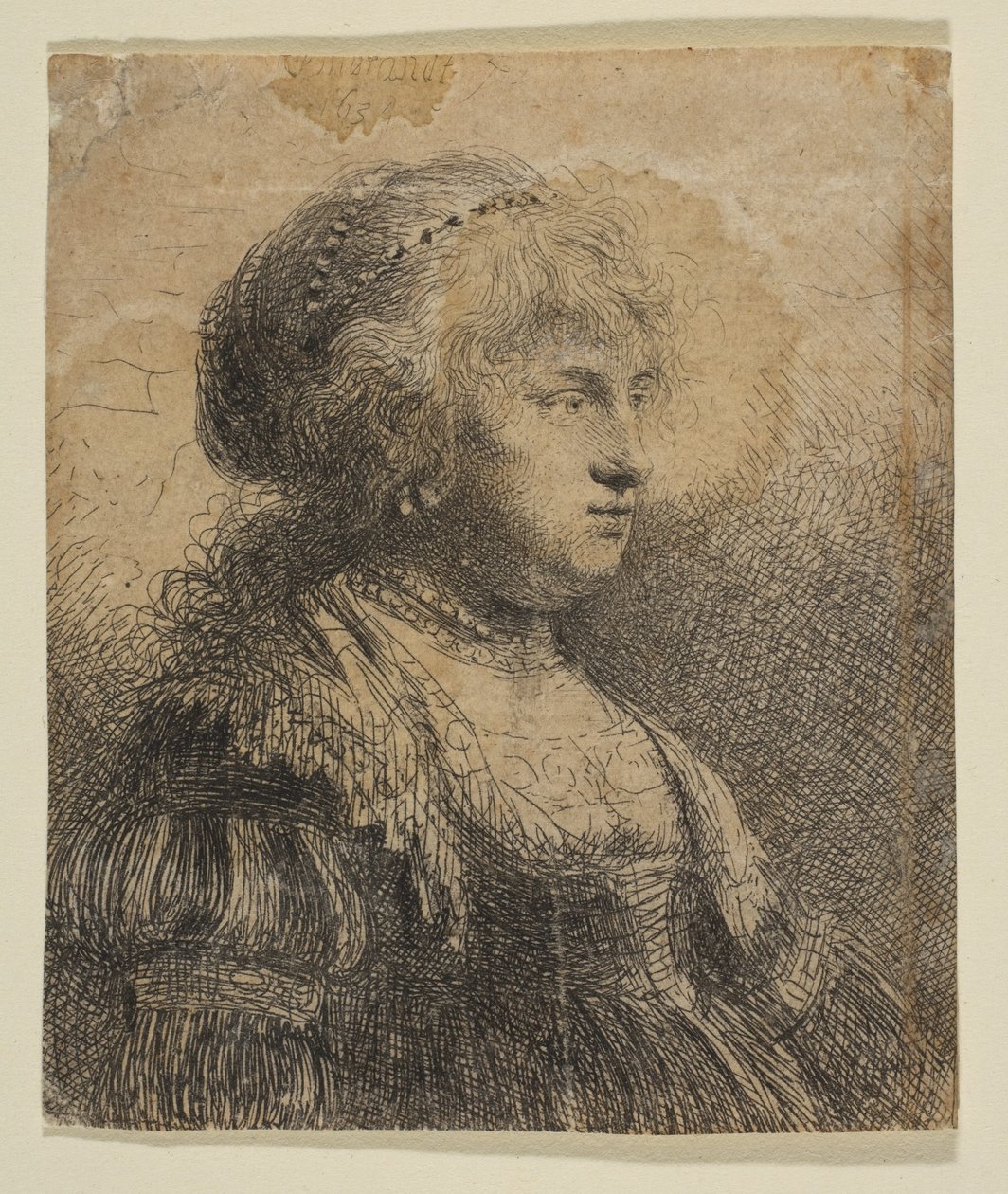 Saskia mit Perlen im Haar, 1634 von Rembrandt van Rijn