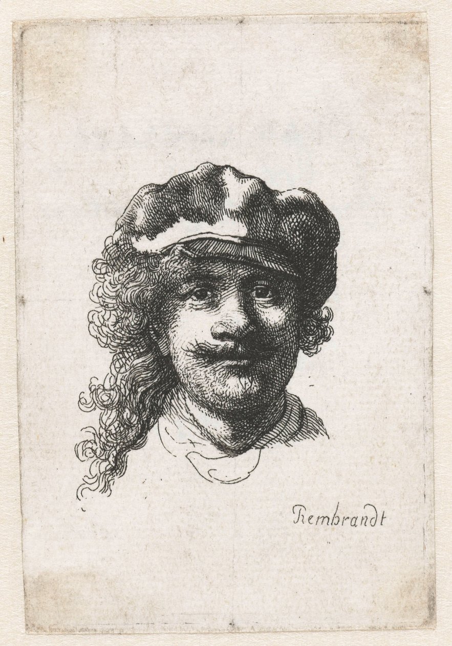 Selbstporträt mit weicher Mütze (Detail) von Rembrandt van Rijn