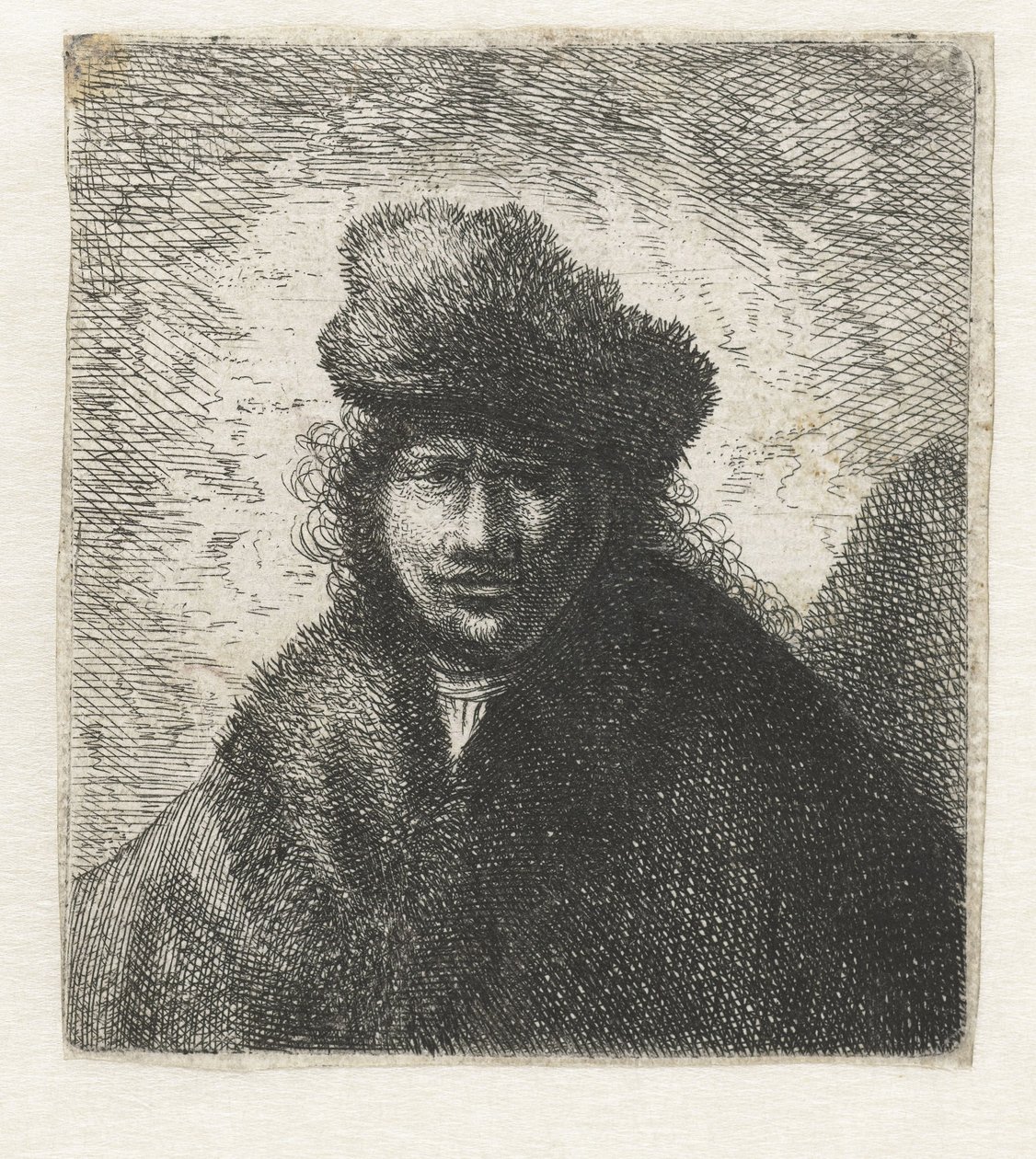 Selbstporträt mit schräger Pelzmütze: Büste, ca. 1631 von Rembrandt van Rijn