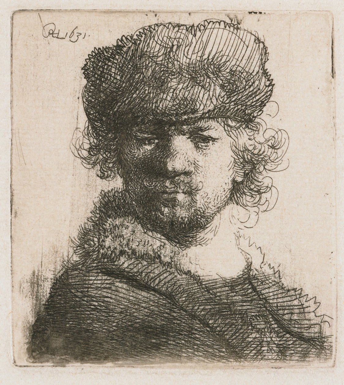 Selbstporträt mit schwerer Pelzmütze von Rembrandt van Rijn