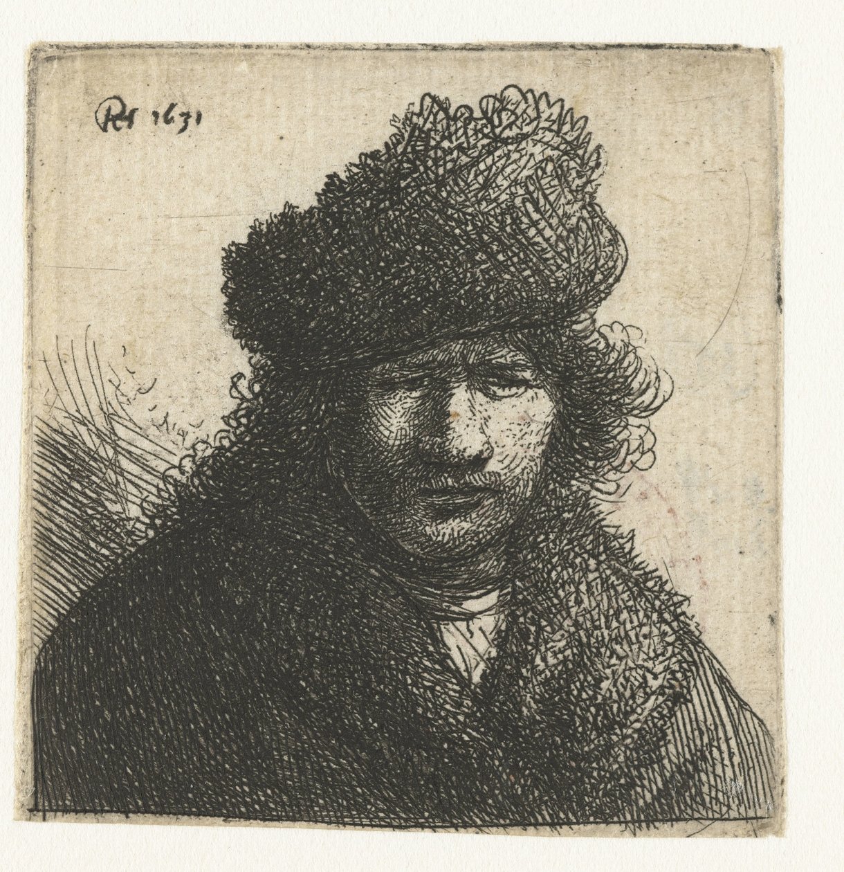 Selbstporträt mit schräger Pelzmütze: Büste von Rembrandt van Rijn