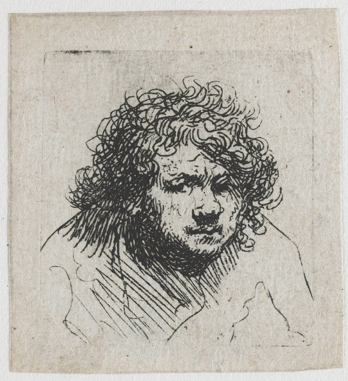 Selbstporträt nach vorne gebeugt: Büste von Rembrandt van Rijn