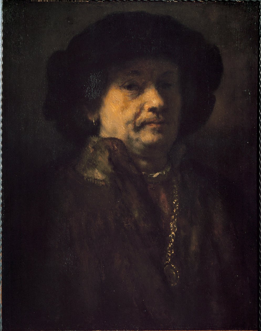 Selbstporträt mit Ohrring und Goldkette von Rembrandt van Rijn