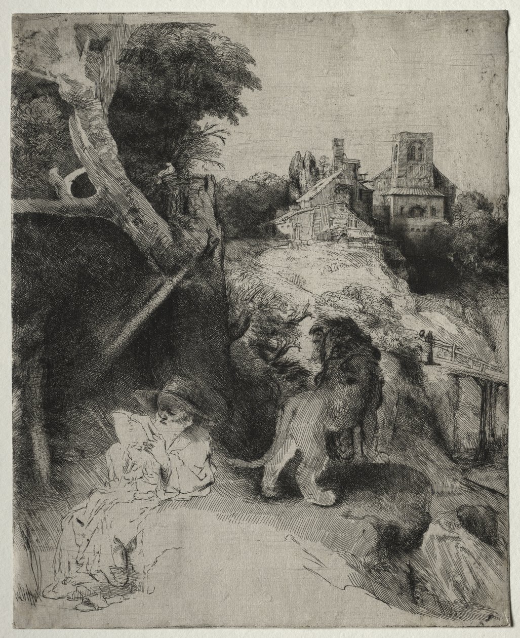 St. Hieronymus liest in einer italienischen Landschaft von Rembrandt van Rijn