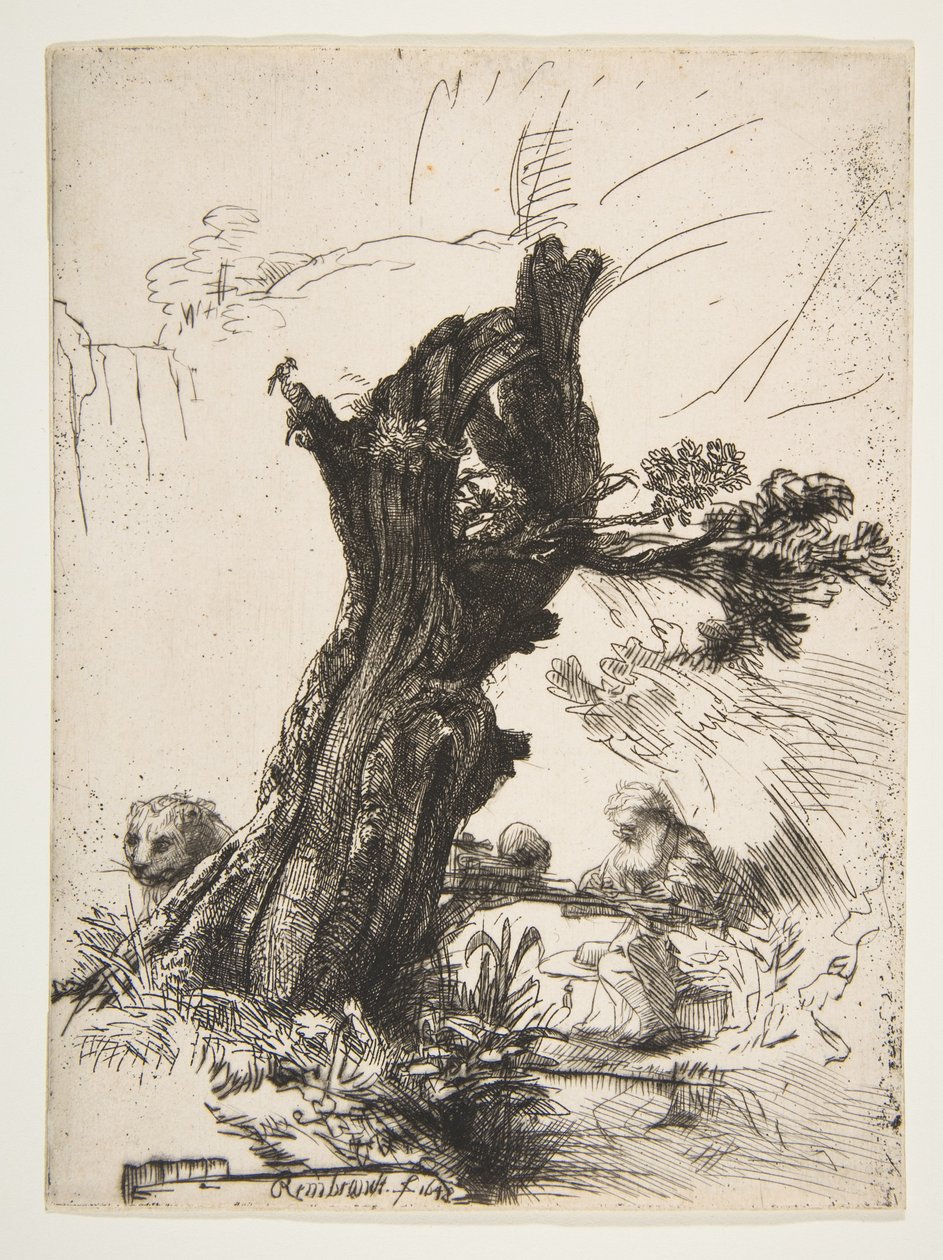 St. Hieronymus neben einer Kopfweide, 1648 von Rembrandt van Rijn