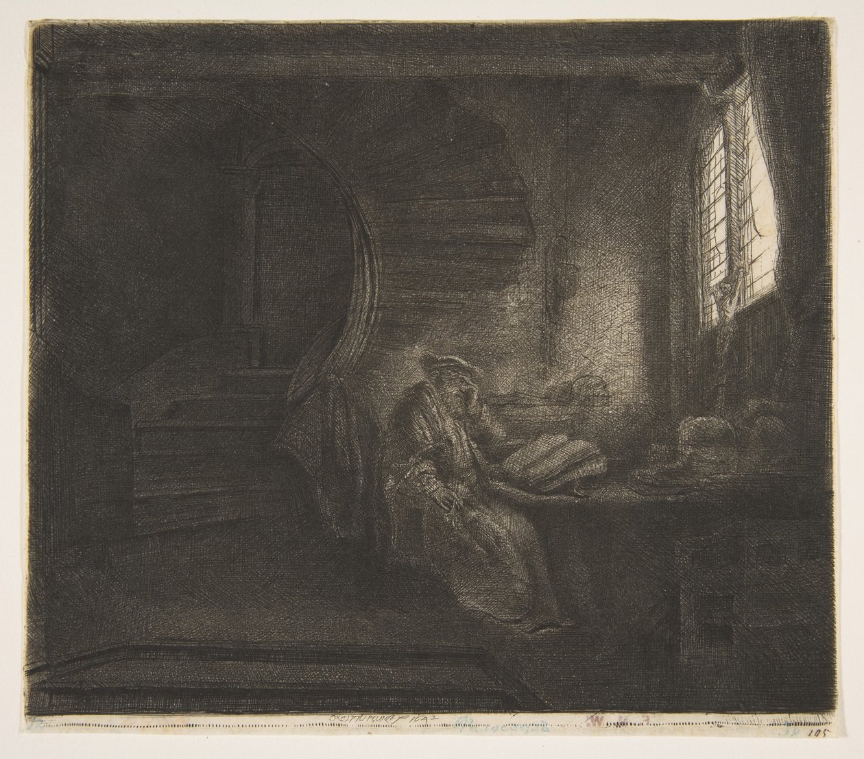 Heiliger Hieronymus in einer dunklen Kammer, 1642 von Rembrandt van Rijn