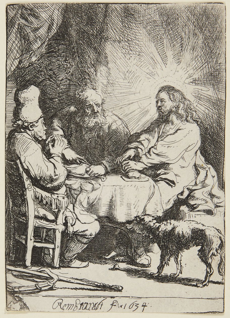 Abendmahl in Emmaus (kleine Platte) von Rembrandt van Rijn