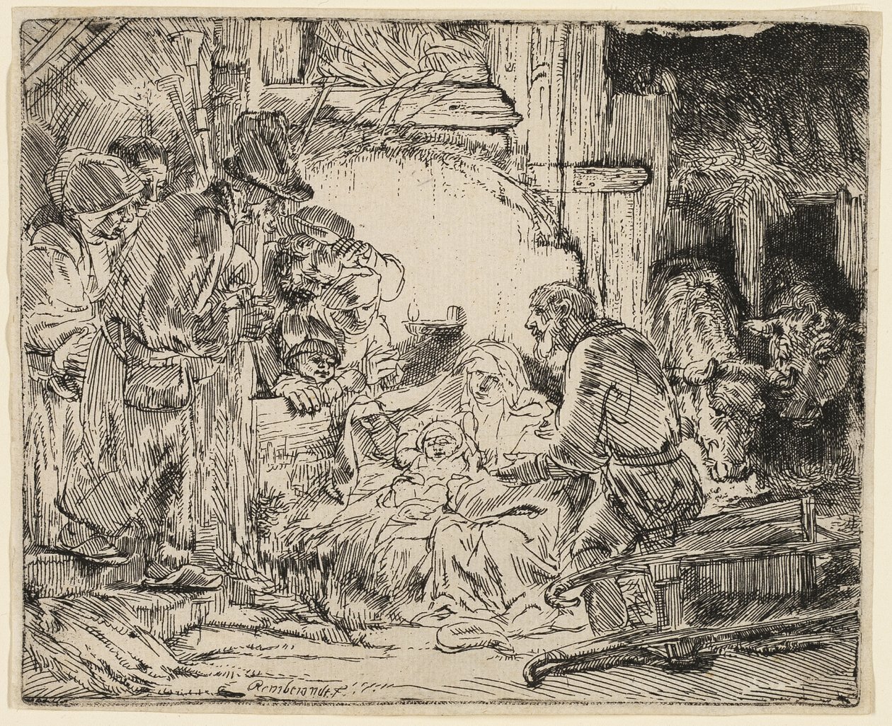 Die Anbetung der Hirten: Mit der Lampe von Rembrandt van Rijn