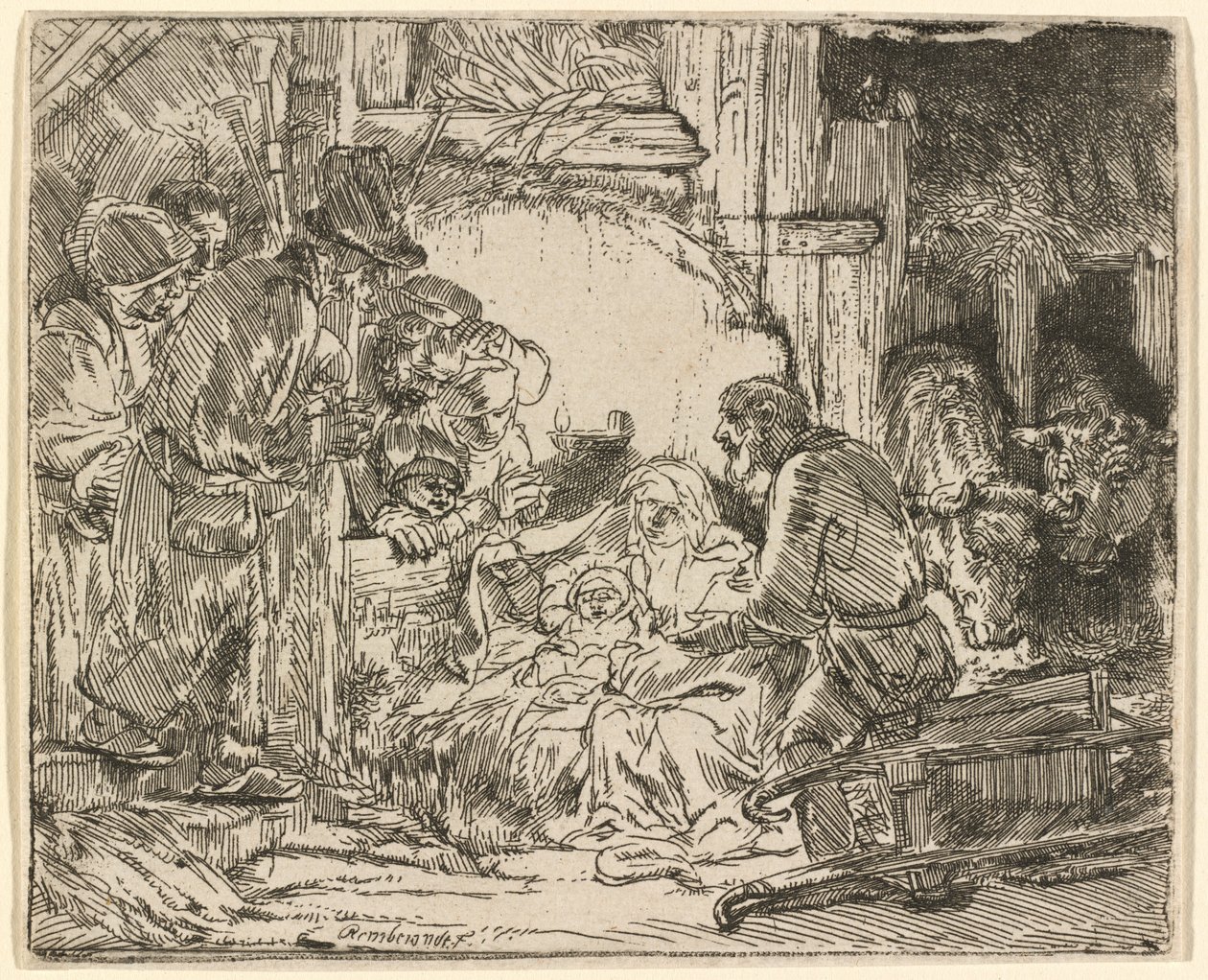 Die Anbetung der Hirten: mit der Lampe von Rembrandt van Rijn