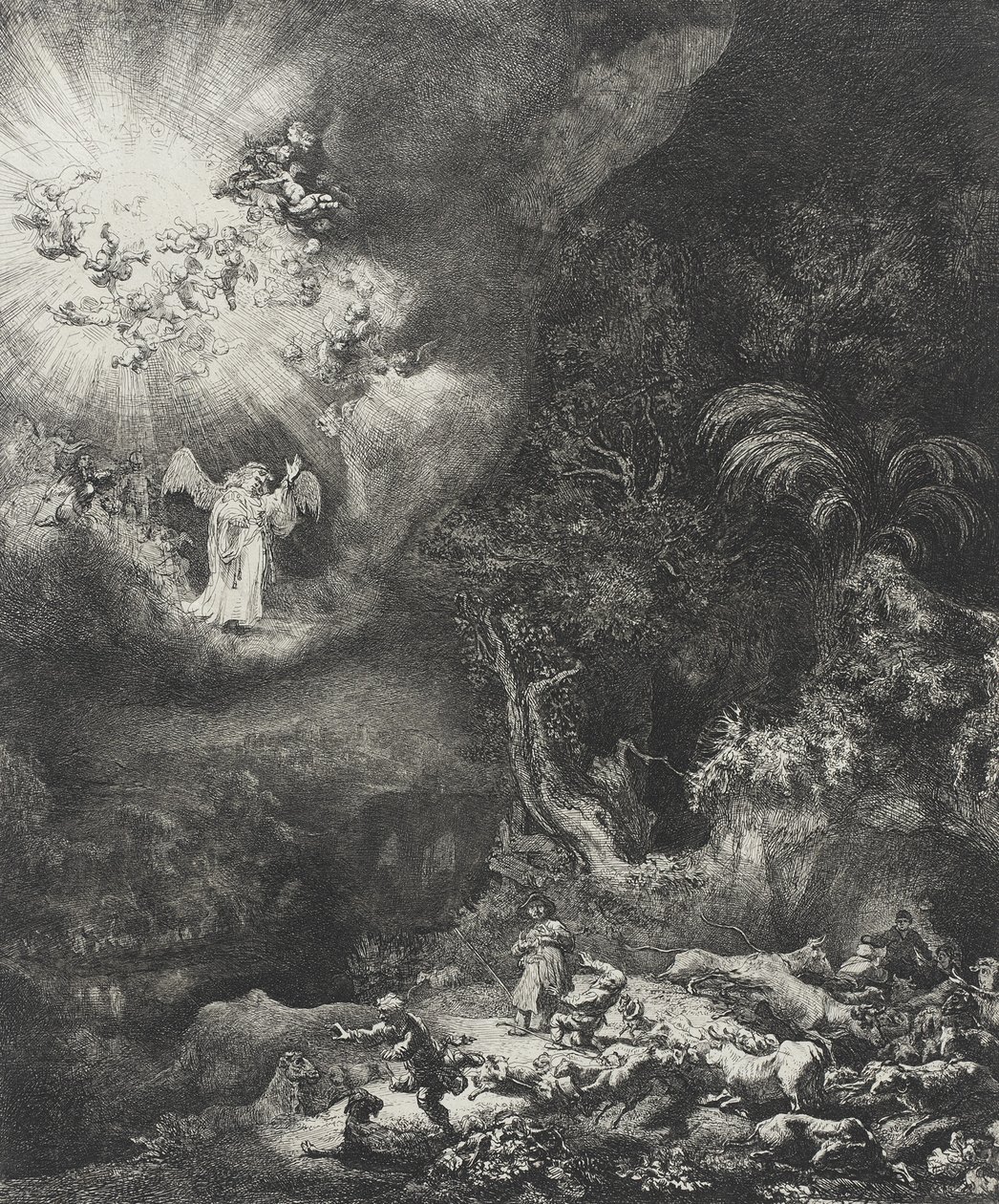 Der Engel erscheint den Hirten, 1634 von Rembrandt van Rijn